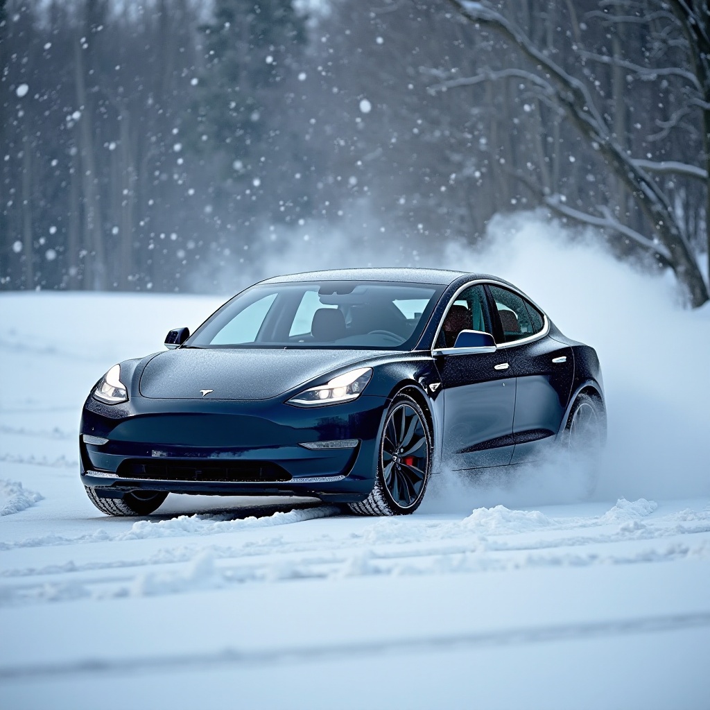 Tesla Model 3 sa zadnjim pogonom na snegu